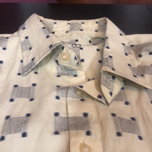 VTG yellow and blue button up - Picture 3 of 7